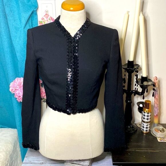 🌷 Angelo Mozillo🌷 Pure Virgin Wool Crop Blazer Jacket Made in Italy - Picture 5 of 11